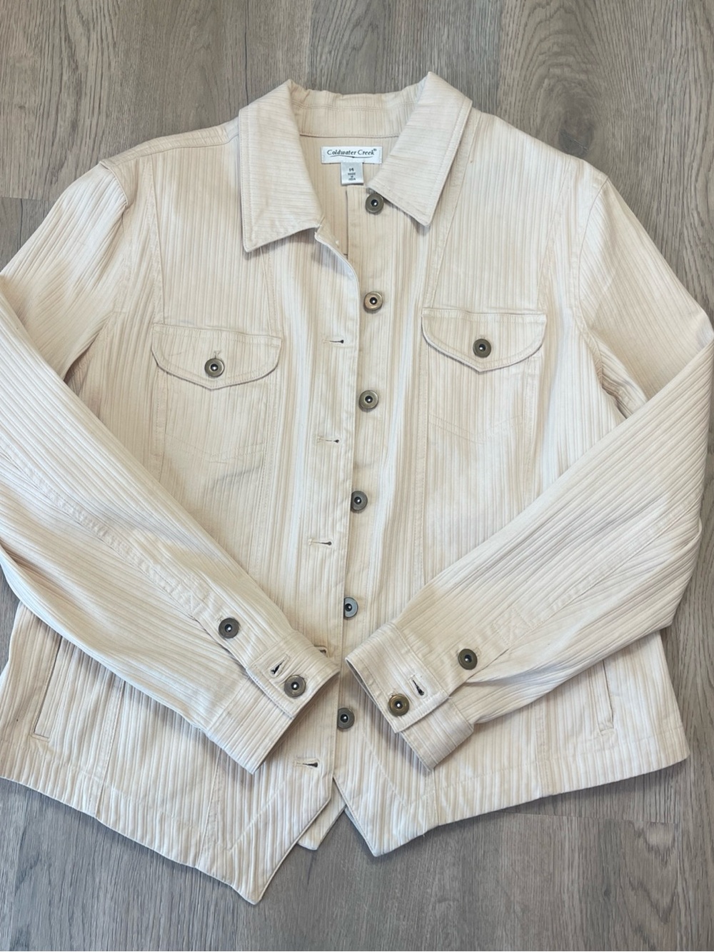 Coldwater Creek Cream Ribbed Textured Top